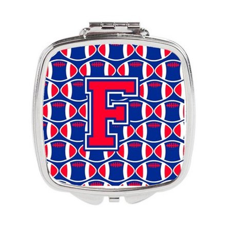 CAROLINES TREASURES Letter F Football Harvard Crimson and Yale Blue Compact Mirror CJ1076-FSCM